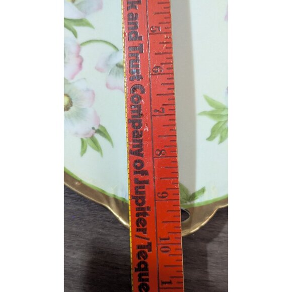 Hand Painted Vintage Bavarian Porcelain Platter With Pink Floral Design & Gold H - Picture 8 of 8